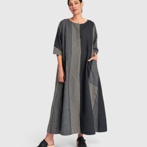 Stripe Linen Mix Long Dress